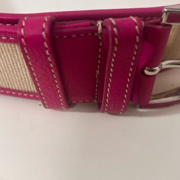 Prada Women's Belt Size 90/36 – Pink & Tan Canvas Leather – Made in Italy 1C3150 - Picture 5 of 8